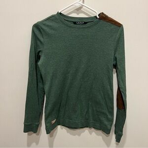 Lauren Ralph Lauren Green Zipper Shoulder Detail Long Sleeve elbow detail SZ Med